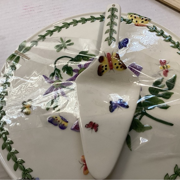 Vintage Portmerion Botanie Garden 11" Floral Cake Plate with Server - Picture 6 of 9